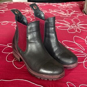 Bueno Black and Red Ankle Boots